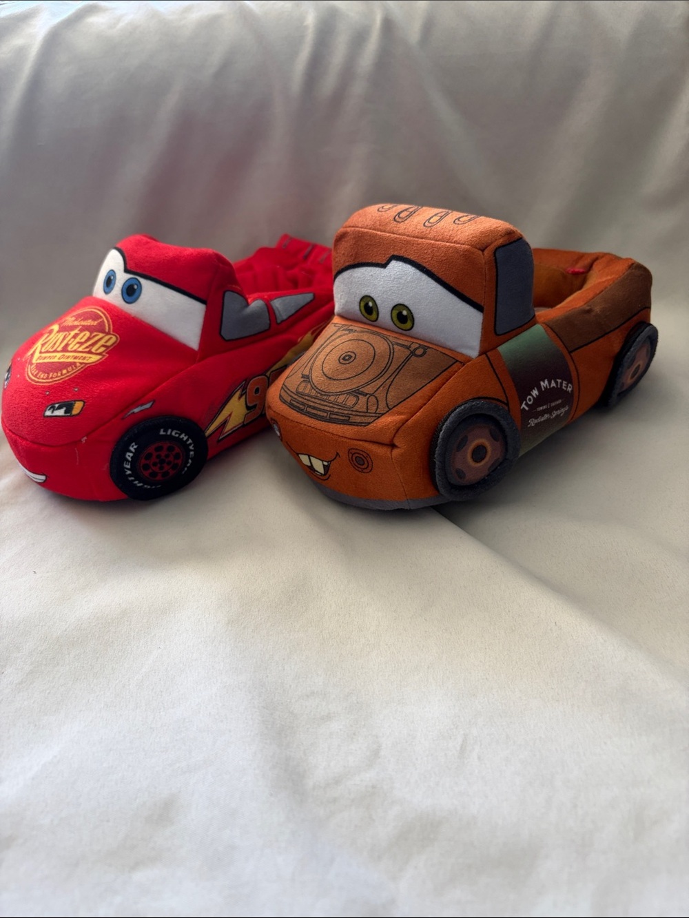 Kids Plush Car Slippers - Red & Brown